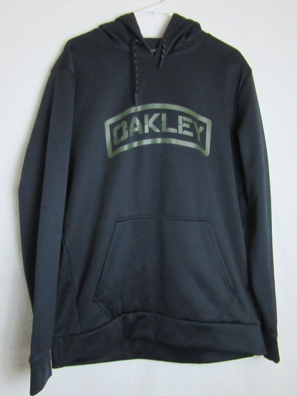 Oakley Sweatshirt Black Logo Hoodie Custom Fit Mens L Polyester Blend Tactical